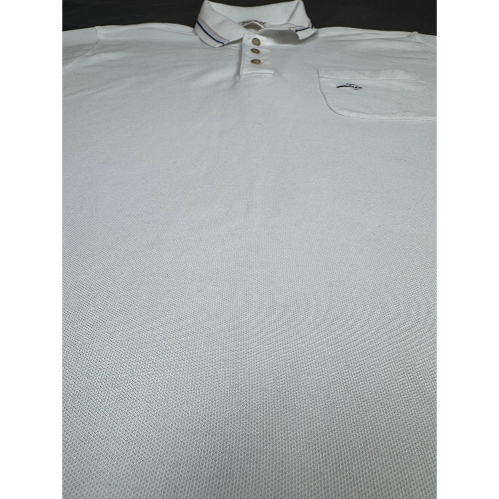 Vintage Troy Bros White Short Sleeve Polo Shirt Striped Collar Mens Medium - Picture 9 of 13